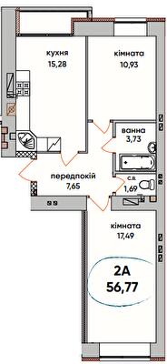 2-кімнатна 56.77 м² в ЖК Continent Ray від 19 600 грн/м², м. Буча