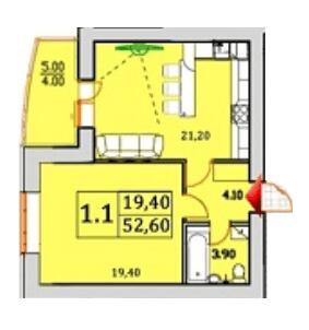 1-кімнатна 52.6 м² в ЖК Сонячна Оселя від 21 000 грн/м², м. Буча