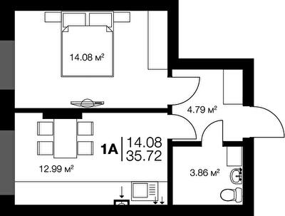 1-кімнатна 35.7 м² в ЖК Irpin City від 22 600 грн/м², м. Ірпінь