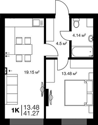 1-кімнатна 41.27 м² в ЖК Irpin City від 23 200 грн/м², м. Ірпінь