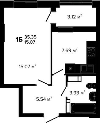 1-кімнатна 35.35 м² в ЖК Irpin City від 21 250 грн/м², м. Ірпінь