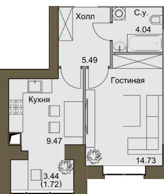 1-кімнатна 35.45 м² в ЖК Софіївський квартал від 21 000 грн/м², с. Софіївська Борщагівка