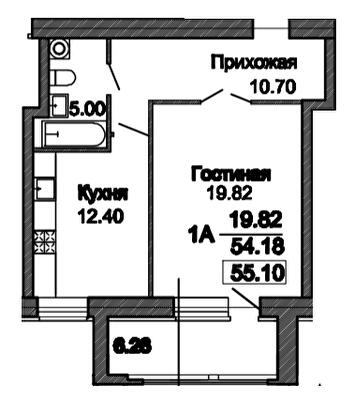 1-комнатная 55.1 м² в ЖК Пролисок от 24 400 грн/м², Днепр