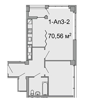 2-комнатная 70.56 м² в ЖК Троицкий от 43 250 грн/м², Днепр