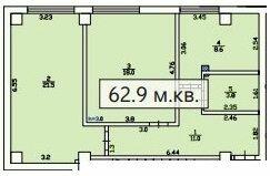 2-кімнатна 62.9 м² в ЖК Усадьба від 18 750 грн/м², Дніпро