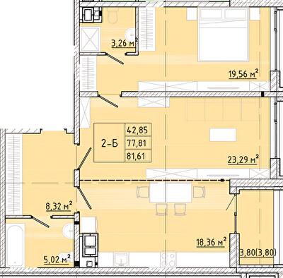 2-комнатная 81.61 м² в ЖК Modern от 24 150 грн/м², Одесса