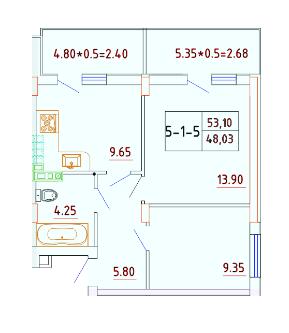 2-кімнатна 48.03 м² в ЖК Smart City від 24 050 грн/м², с. Крижанівка