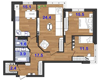 3-комнатная 92.1 м² в ЖК SunCity от 21 000 грн/м², Одесса