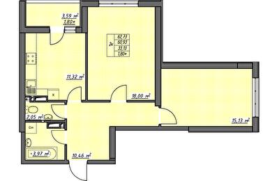 2-комнатная 62.73 м² в ЖК Одесские традиции от 25 600 грн/м², Одесса