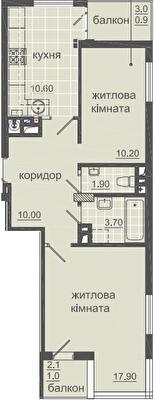 2-комнатная 56.2 м² в ЖК на ул. Баштанная, 6 от 33 900 грн/м², Львов