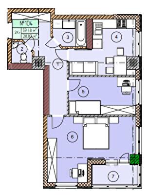 2-кімнатна 59.5 м² в ЖК ЕкоПарк від 12 000 грн/м², м. Червоноград