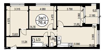 3-комнатная 76.4 м² в ЖК Гринвуд 3 от 19 400 грн/м², пгт Брюховичи