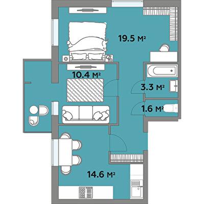 2-комнатная 62.8 м² в ЖК Яровиця Life от 12 750 грн/м², г. Калуш