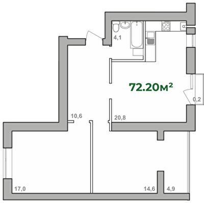 2-кімнатна 68.9 м² в ЖК Містечко Липки від 16 000 грн/м², Івано-Франківськ