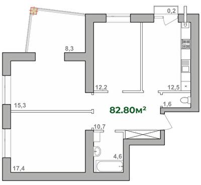 3-комнатная 82.8 м² в ЖК Городок Липки от 16 000 грн/м², Ивано-Франковск