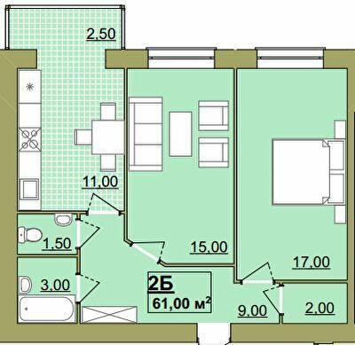 2-комнатная 61 м² в ЖК Городок Центральный от 14 000 грн/м², Ивано-Франковск