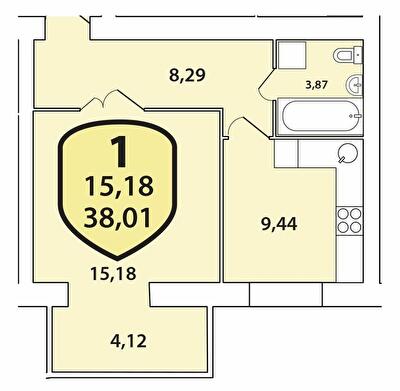 1-кімнатна 38.01 м² в ЖК Олімпійський від 17 600 грн/м², Хмельницький