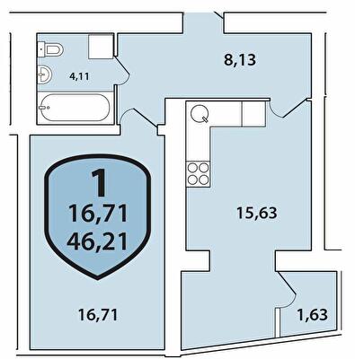 1-комнатная 46.21 м² в ЖК Олимпийский от 17 600 грн/м², Хмельницкий