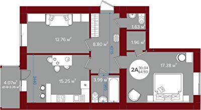 2-комнатная 64.93 м² в ЖК Олимп от 22 400 грн/м², г. Ирпень