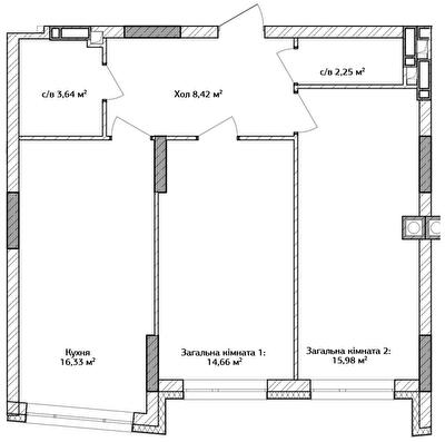 2-комнатная 60.8 м² в ЖК Синергия 3+ от 21 300 грн/м², г. Ирпень