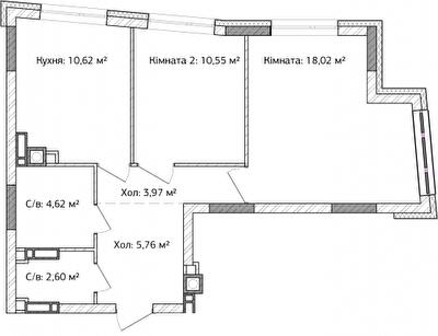 2-кімнатна 57.14 м² в ЖК Синергія 3+ від 19 200 грн/м², м. Ірпінь
