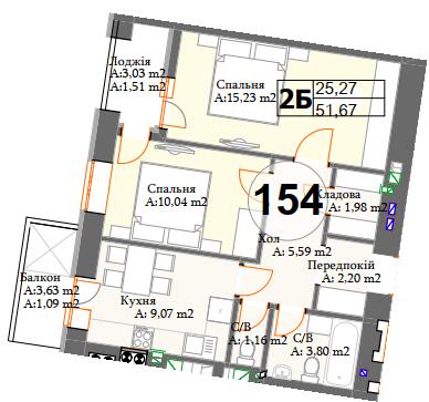 2-кімнатна 51.68 м² в ЖК Авіатор від 17 350 грн/м², смт Гостомель