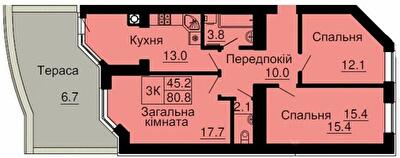 3-комнатная 80.8 м² в ЖК София Клубный от 28 000 грн/м², с. Софиевская Борщаговка