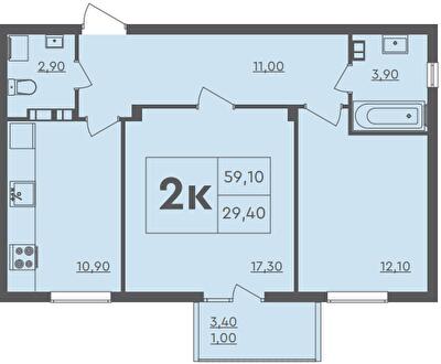 2-кімнатна 59.1 м² в ЖК Scandia від 18 500 грн/м², м. Бровари