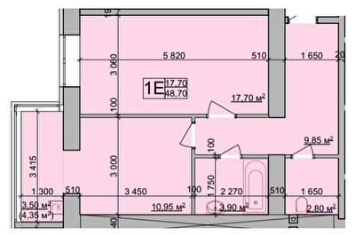 1-комнатная 48.7 м² в ЖК Зоря от 20 000 грн/м², Винница