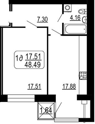 1-кімнатна 48.49 м² в ЖК Сімейний комфорт від 15 300 грн/м², Вінниця
