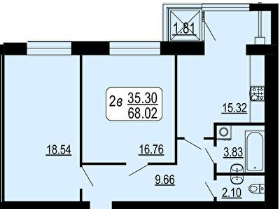 2-комнатная 68.02 м² в ЖК Семейный комфорт от 14 300 грн/м², Винница