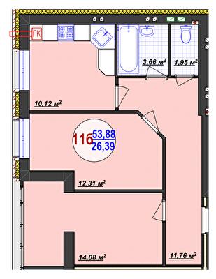 2-кімнатна 53.88 м² в ЖК Кемпінг Сіті від 16 200 грн/м², смт Стрижавка