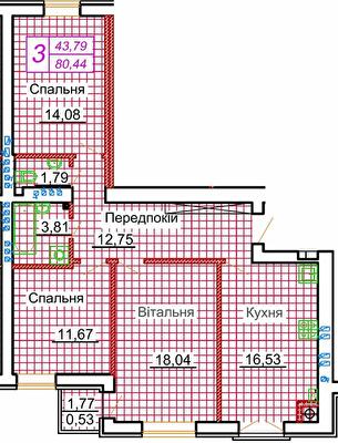 3-кімнатна 81.2 м² в ЖК Сімейна фортеця. Щастя від 17 350 грн/м², с. Струмівка