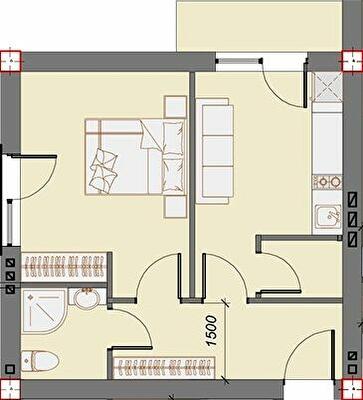 1-кімнатна 39.87 м² в ЖК Arena Village від 34 700 грн/м², с. Поляна