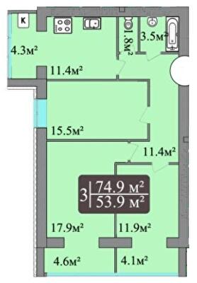 3-комнатная 86.4 м² в ЖК Dream Central от 16 400 грн/м², Николаев