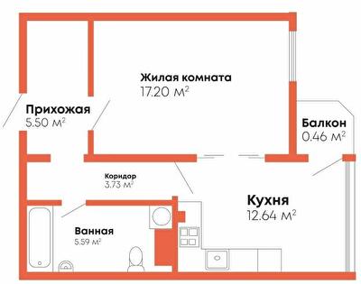 1-кімнатна 45.12 м² в Мкрн Цивільний посад від 13 300 грн/м², Миколаїв