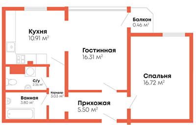 2-комнатная 59.09 м² в Мкрн Гражданский посад от 13 000 грн/м², Николаев