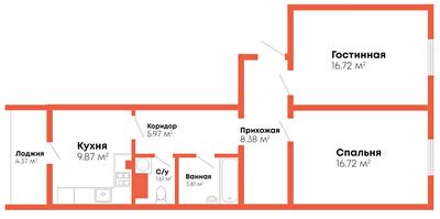 2-комнатная 67.45 м² в Мкрн Гражданский посад от 13 300 грн/м², Николаев