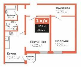 2-комнатная 67.5 м² в Мкрн Гражданский посад от 13 800 грн/м², Николаев