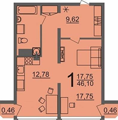 1-кімнатна 46.1 м² в Мкрн Цивільний посад від 12 800 грн/м², Миколаїв