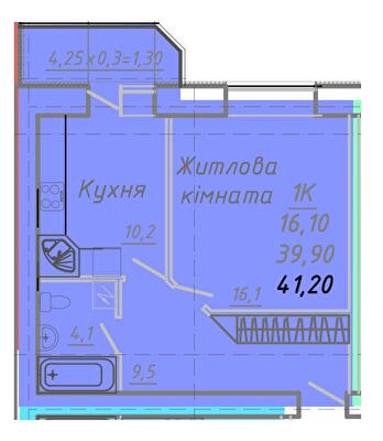 1-комнатная 41.2 м² в ЖК на ул. Никитченко, 3 от 20 500 грн/м², Полтава