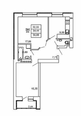 2-кімнатна 56.88 м² в ЖК на вул. Сінна, 19 від 23 000 грн/м², Полтава