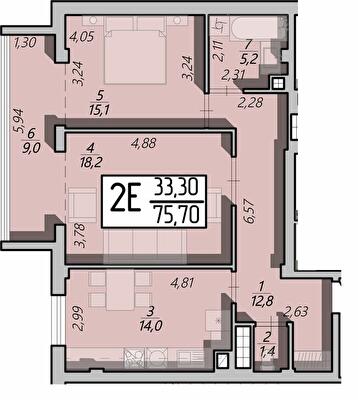 2-кімнатна 75.7 м² в ЖК Арена від 17 200 грн/м², Рівне