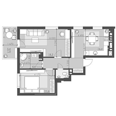 2-кімнатна 58.3 м² в ЖК Шевченка від 27 250 грн/м², Рівне