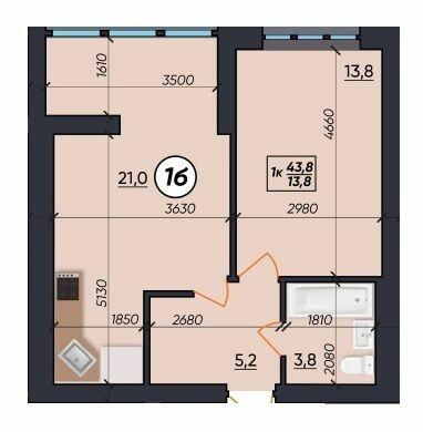 1-комнатная 43.8 м² в ЖК На Щасливому от 21 800 грн/м², Ровно