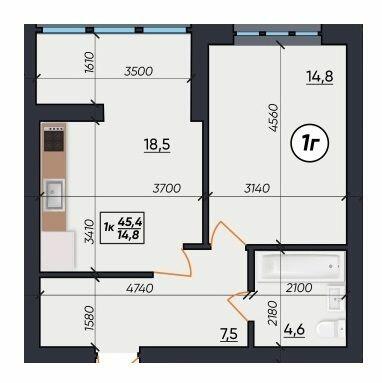 1-комнатная 45.4 м² в ЖК На Щасливому от 21 800 грн/м², Ровно