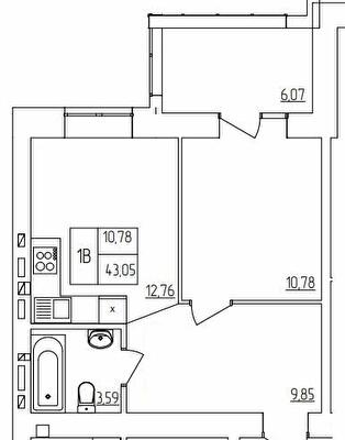 1-кімнатна 43.05 м² в ЖК Синергія Light від 14 000 грн/м², Рівне