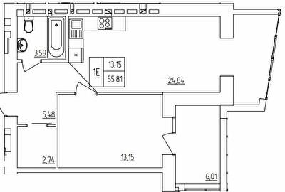 1-комнатная 55.81 м² в ЖК Синергия Light от 14 000 грн/м², Ровно