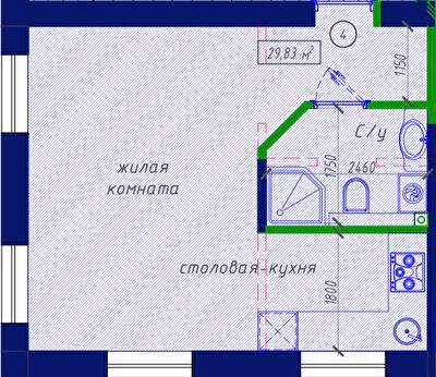 Студія 29.83 м² в ЖК Craft House від 17 750 грн/м², Суми