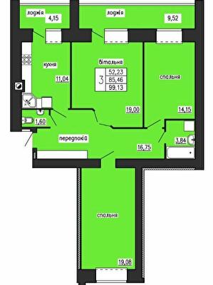 3-комнатная 99.13 м² в ЖК на ул. Лучаковского-Троллейбусная от 17 000 грн/м², Тернополь